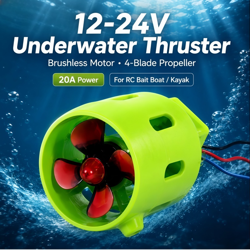 Fishing Boat Oar - 12-24V 20A Bürstenloser Unterwasser-Thruster 4-Blatt RC